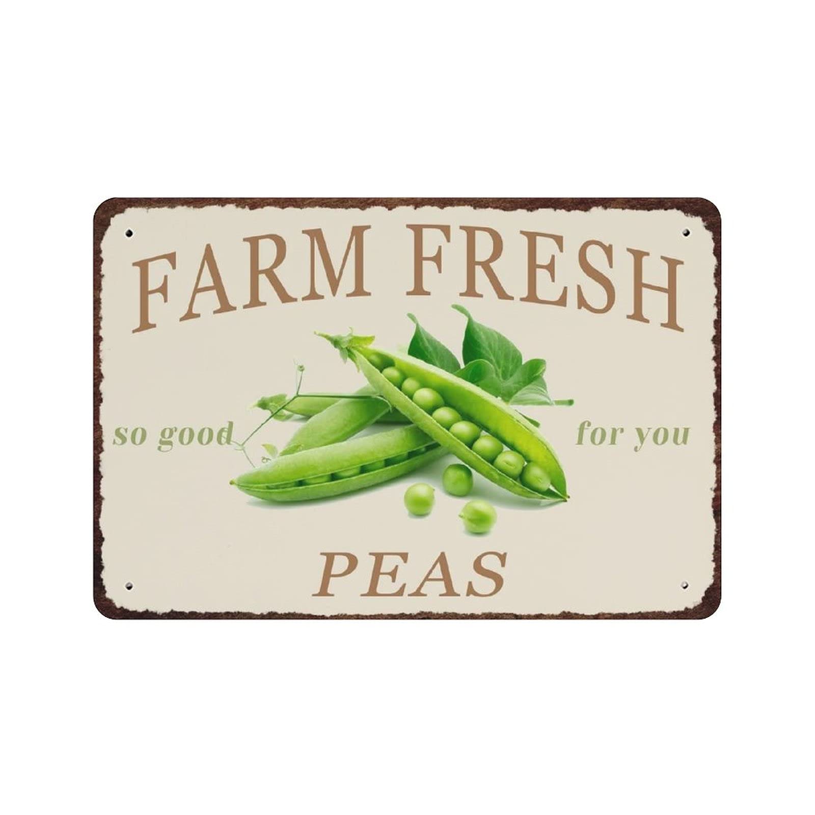 rayprint Metal Tin Sign Farm Fresh Peas Vintage Tin Poster Metal Sign Wall Decoration Country Kitchen Home Garage Decor 8"x12"