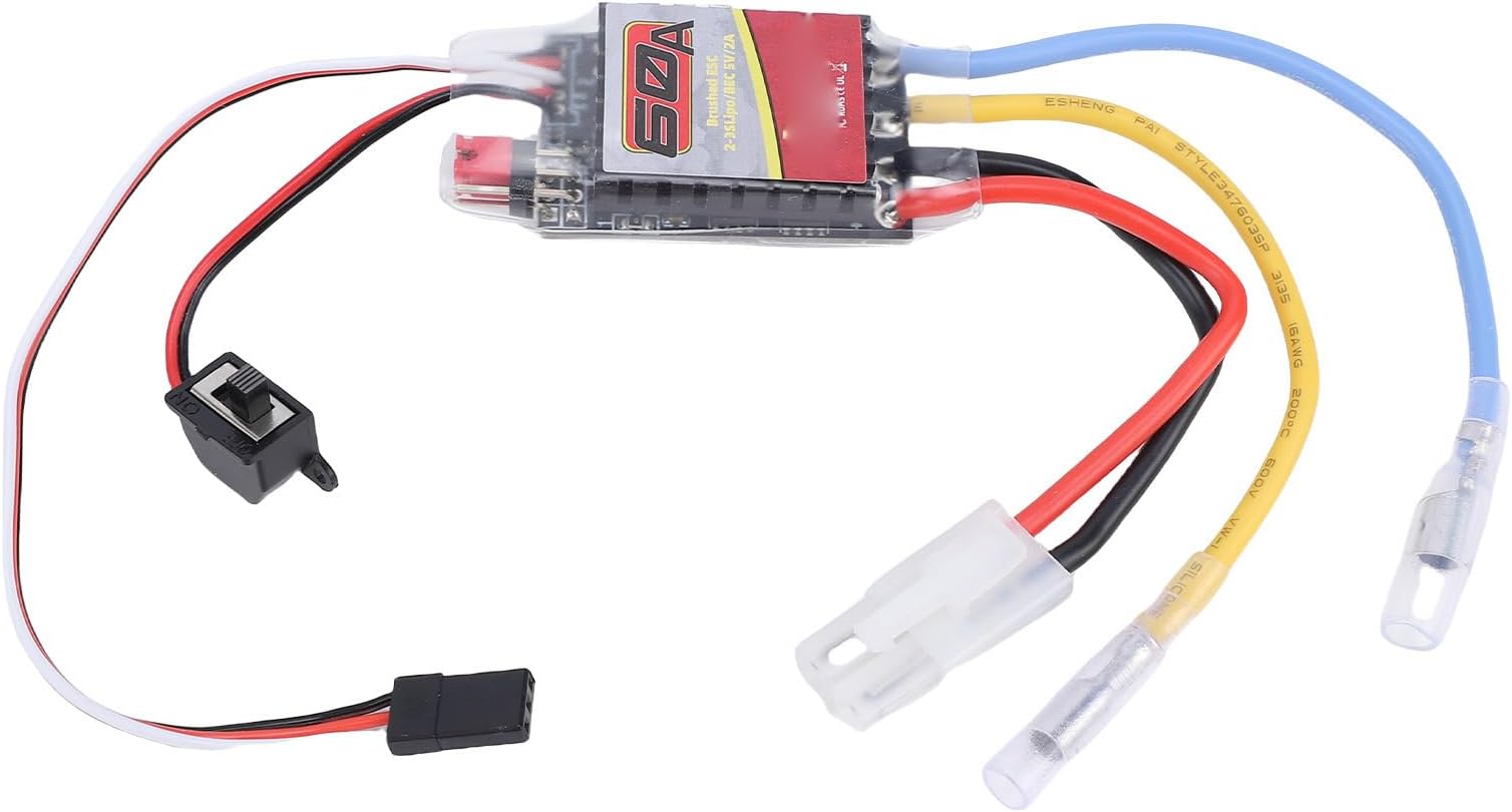 Sorandy RC Car 60A Brushed ESC, Electronic Speed Controller, Brushed ESC Replacement with Upgrade Function, Ideal for RC Car, Boat, Crawler, 380, 370, 540, 550 Motors