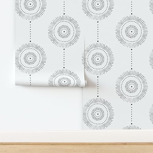 Miniatura 4 de Spoonflower Removable Wallpaper 3ft x 2ft - Boho Geometric Watercolor Circles Abstract Neutral Custom Pre-Pasted Wallpaper