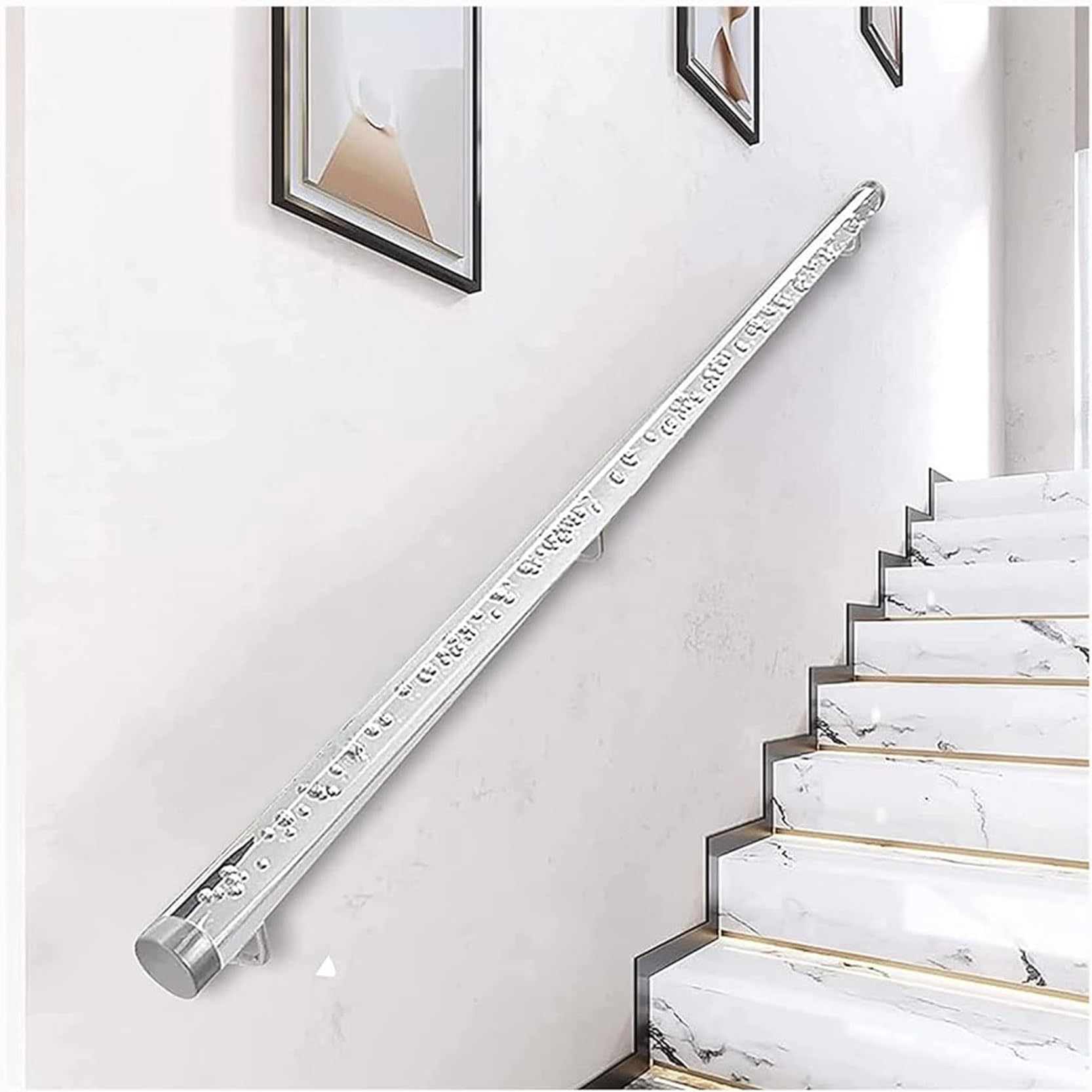 LWJSOCP C Bubble Handrail Non Slip Acrylic Support Railing for Indoor Use Wall Mounted Grab Bar for Elderly & Kids 50cm (1.6ft) Safety Rail