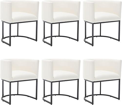 Miniatura 13 de Juego de 4 sillas de comedor de terciopelo modernas con brazos de barril y estructura de metal cromado, sillas tapizadas de cocina de 47 cm de