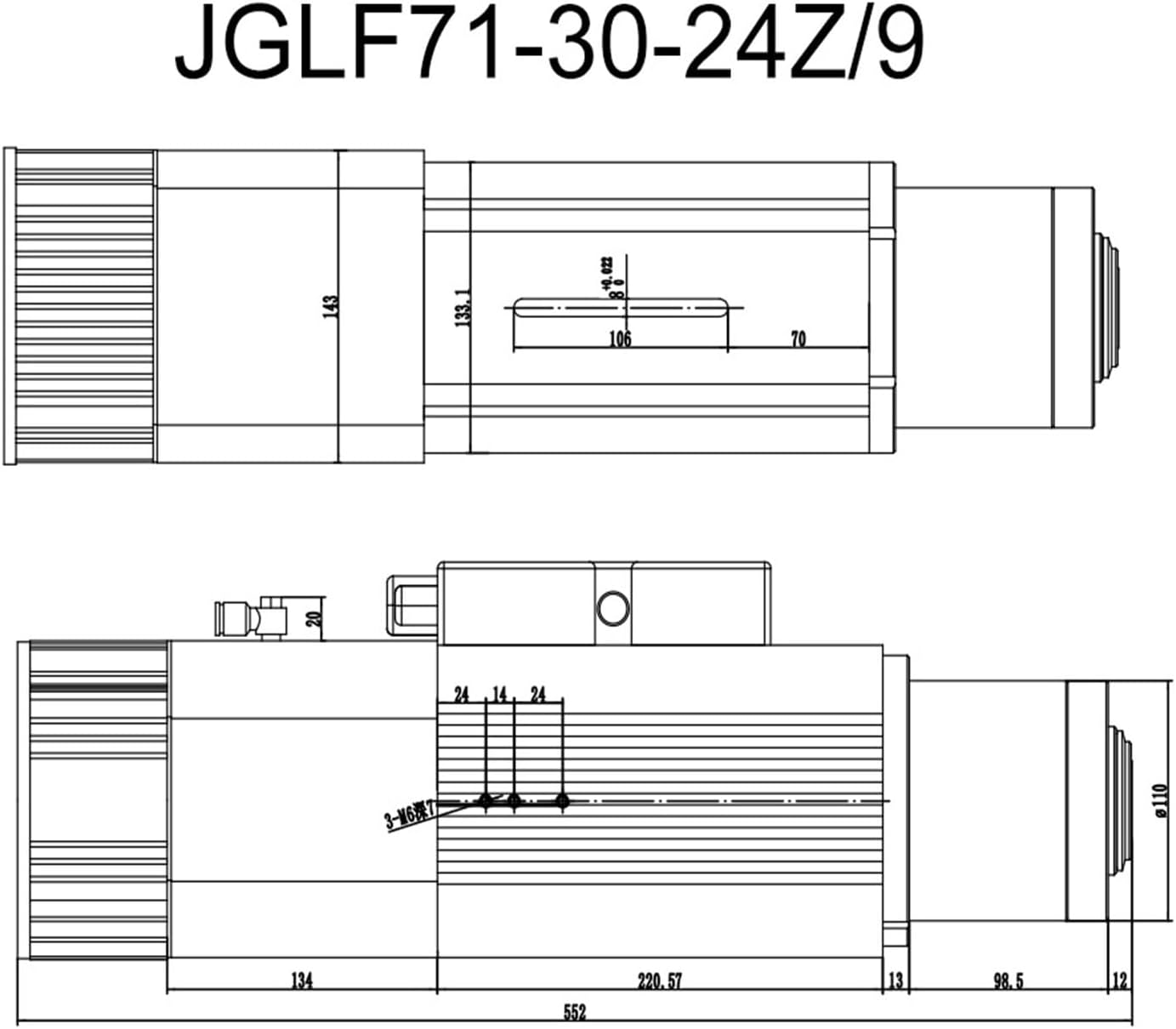 Air-Cooled Spindle Motor 9KW 220V 380V Automatic Tool Change Spindle ISO30 Tool Holder for CNC Milling Machine(220V)