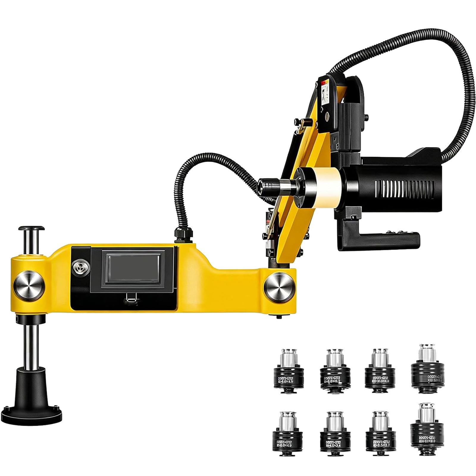 JozyJul M3-M16 Electric Tapping Machine, 360° Universal Touch Tapper, 600W 312RPM Stepless Speed Threading Drilling Machine with 8 Collets,Threading Tool