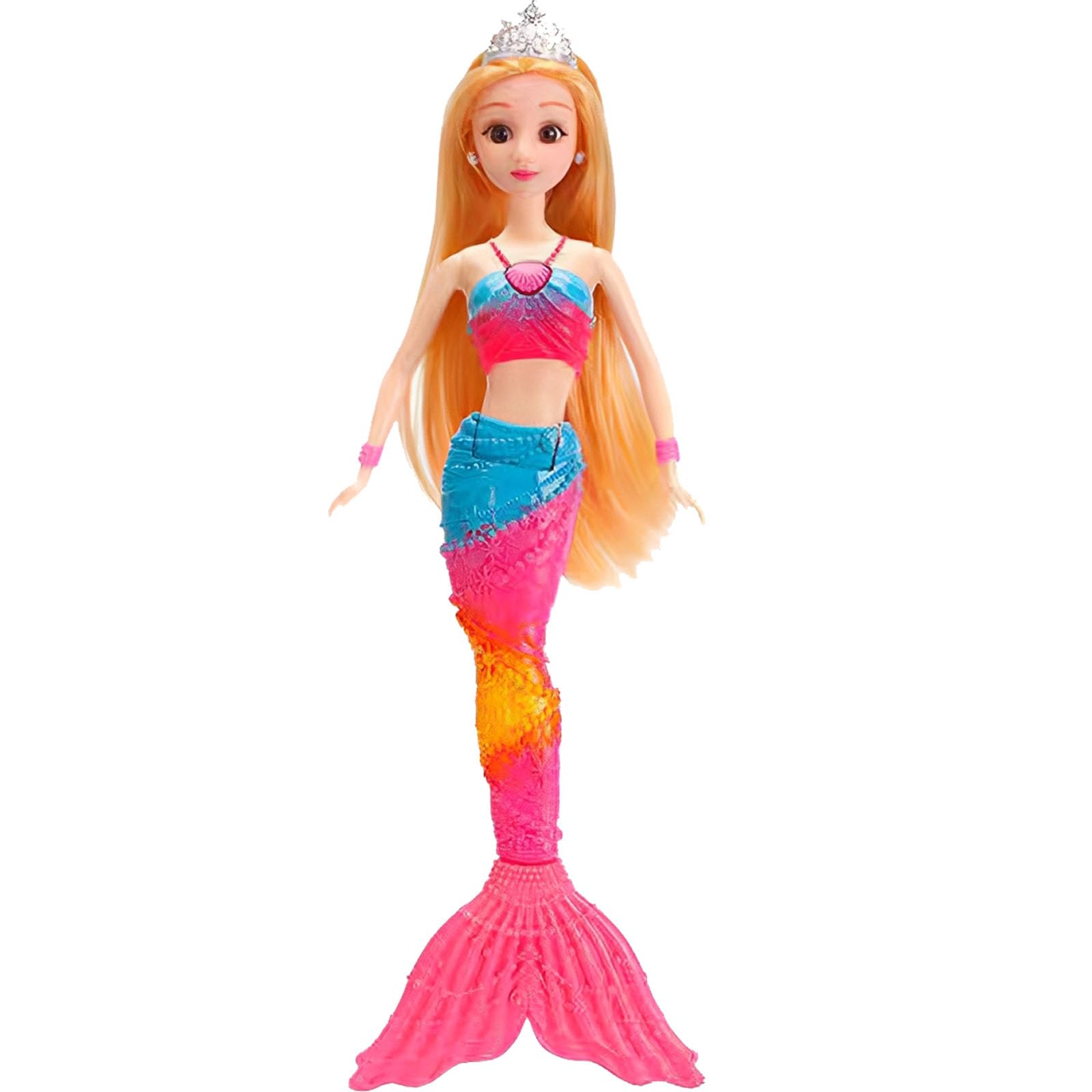 Cemirk Mermaid Doll with Light-Up Tail - 35cm Mermaid Toys with Accessories, 3D Real Eyes, Flexible Joints - Dolls for Girls Ages 3+