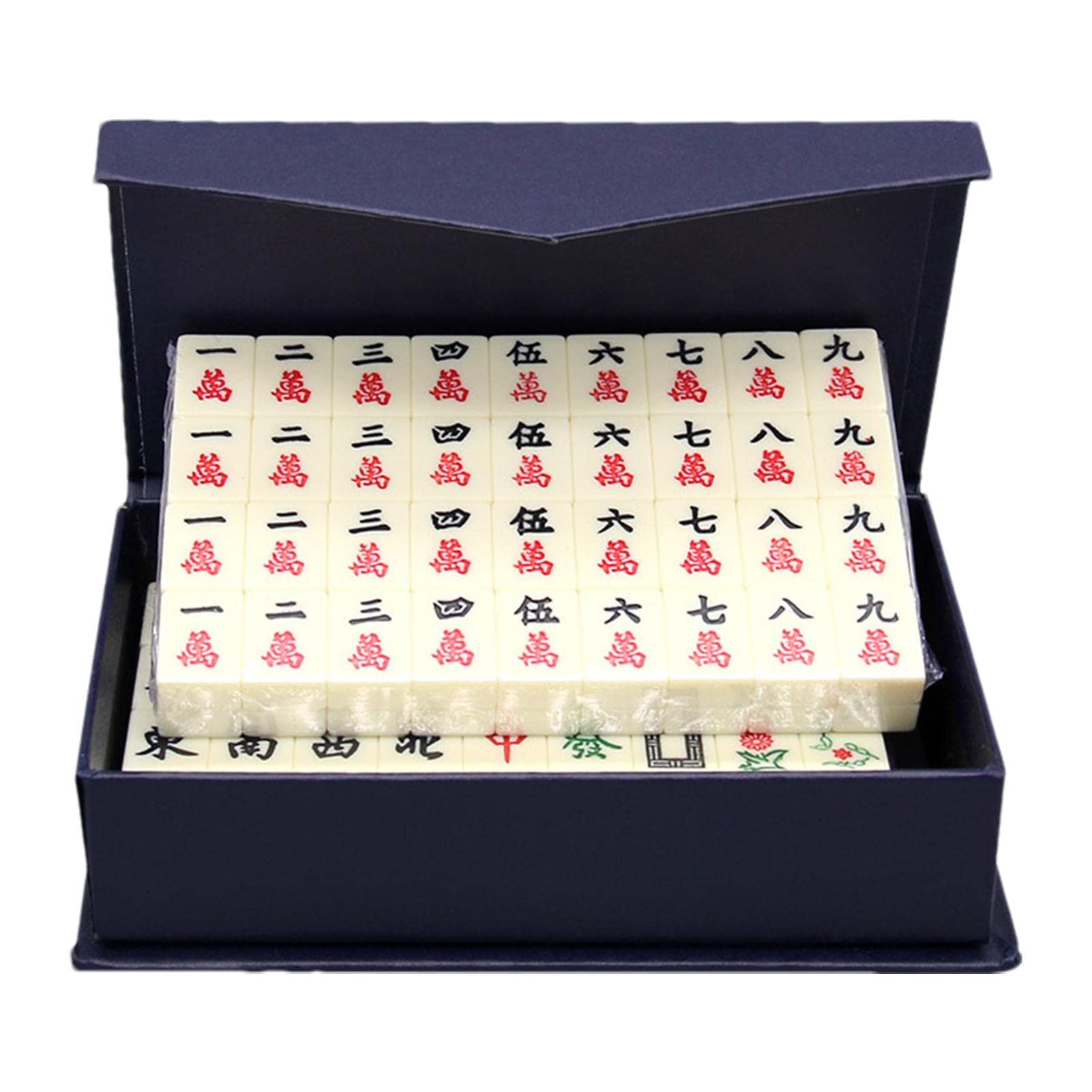 NEWFUN Majong Stones Game, Mahjong Game, Mini Mahjong chinois traditionnel Riichi Mahjong Set avec 144 jouets Majong Chinois pour les loisirs, les voyages, les fêtes en famille