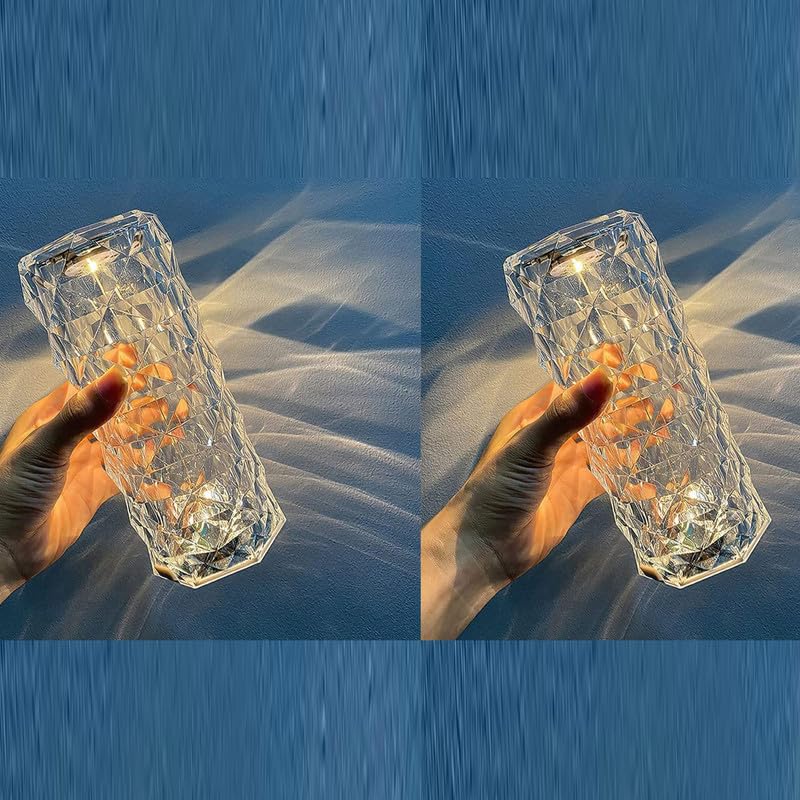 Gojeeva Crystal Rose Diamond Lamp for Party Décor Transparent Lamp for Bedroom, 16 Color Changing LED Night Lights with USB Remote & Touch Control 3D Night Lamp | Touch Control Light-2 (Pack of 2)