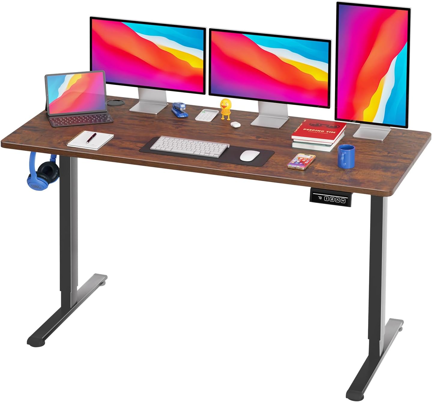PayLessHere Electric Standing Desk 55×24 Inch Height Adjustable Computer Desk Large Space Office Desk with Headphone Holder 2 Memory Function for Home Office,Brown PayLessHere Electric Standing Desk 55×24 Inch Height Adjustable Computer Desk Large Space Office Desk with Headphone Holder 2 Memory Function for Home Office,Brown