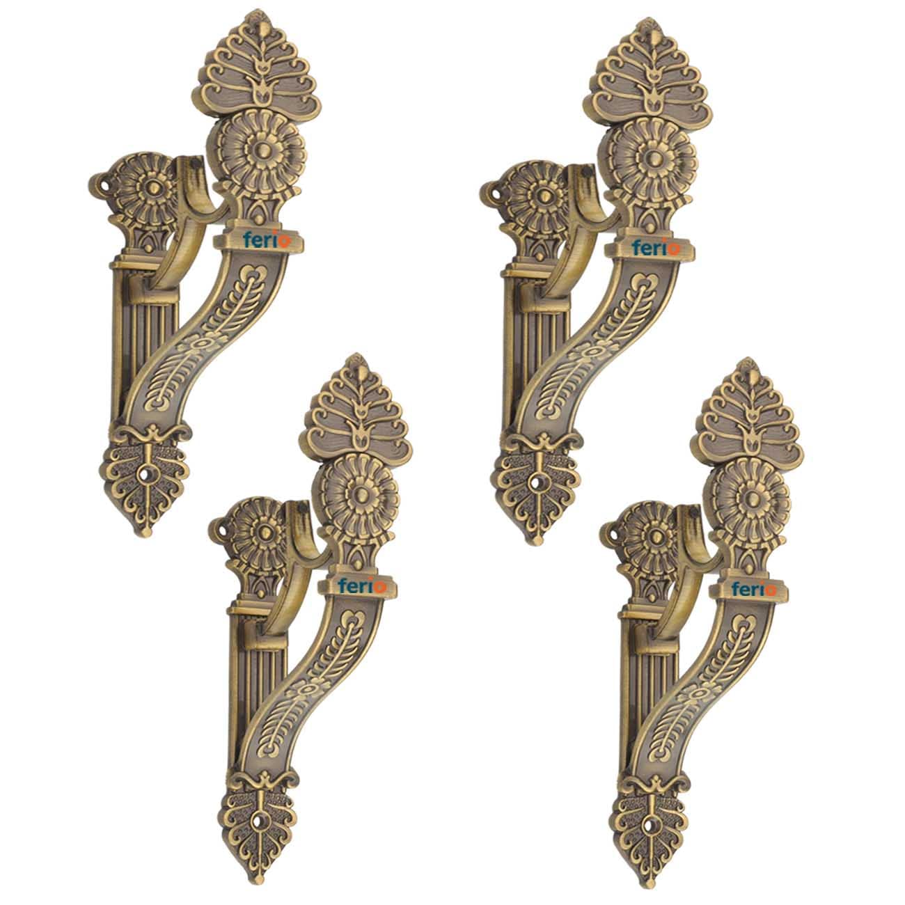 Ferio Heavy Support Curtain Rod Holder New Design for Door and Window for Parda Holder Fitting for 1 Inch Single Rod Pocket Brass Antique (Pack of 4)-picture-30