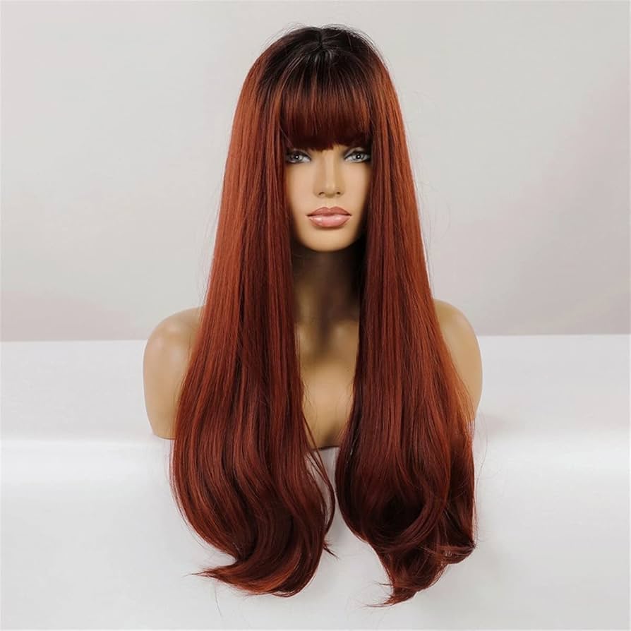 Amazon.co.jp: エアバング付きロングシンセティックウィッグ