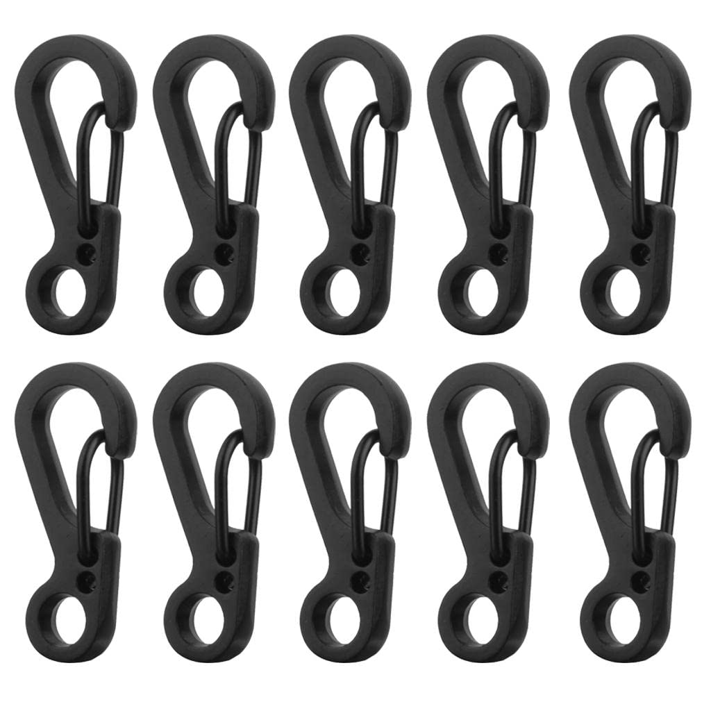 calandis 10pcs black hanging buckle carabiner clip snap spring hook keychain keyring, carabiners & hardware, climbing & caving