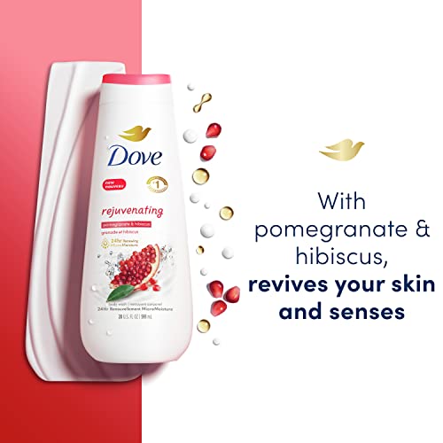 Dove Body Wash Rejuvenating Pomegranate & Hibiscus 4 Count For Renewed, Healthy-Looking Skin Gentle Skin Cleanser With 24Hr Renewing Micromoisture 20 Oz #TOP3