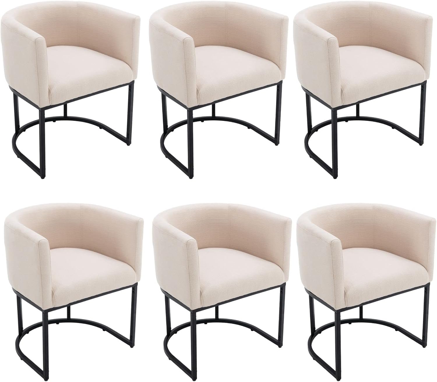 HNY Mid Century Modern Upholstered Barrel Dining Chairs