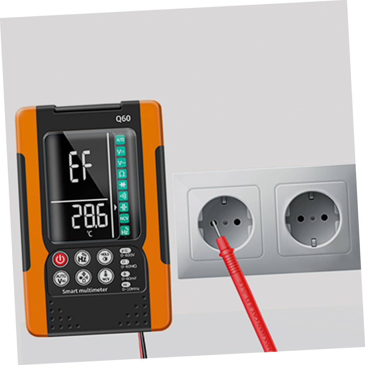 Mikinona Q60 Digital Multimeter Portable Automatic Multimeter with Ncv Non-Contact Voltage Tester, True Effective Value, Backlit Display, Continuity Buzzer, Diode Test, Data Hold, Auto