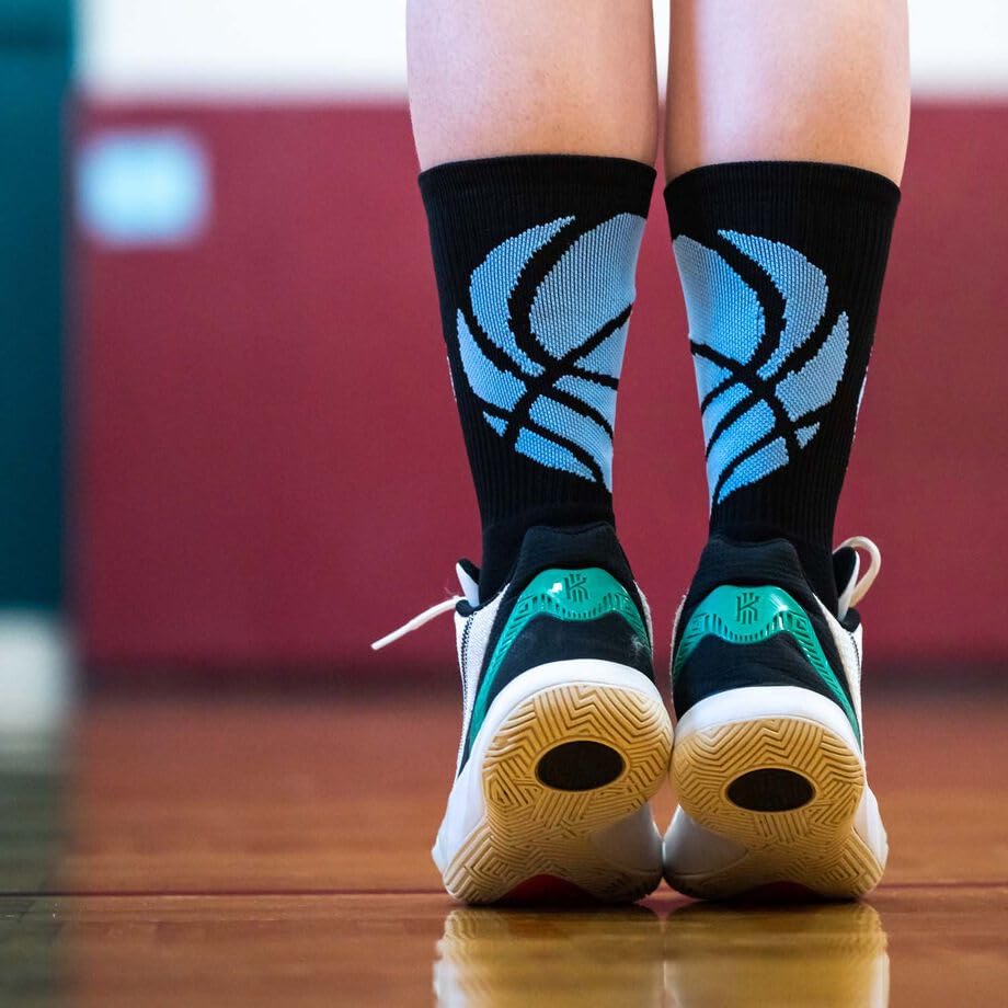 Image of ChalkTalkSPORTS Basketball Socks - Cushioned Mid-Calf Crew - Youth & Adult | Moisture-Wicking Performance Blend, Athletic Basketball Gear, Stay-Up Technology, Arch Support, Breathable, Boys and Men