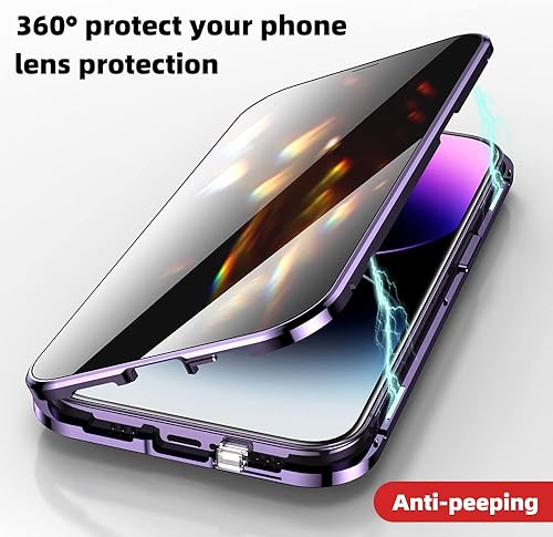 Miniatura 5 de Funda con cerradura antiespía para iPhone 14 Pro, funda magnética de cristal con protector de lente de cámara, protector de vidrio de pantalla de