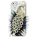Case for iPhone 6 Plus and iPhone 6S Plus ,Mavis's Diary 3D Handmade Bling Crystal Luxury Feather Peacock Shiny Blue Gems Glitter Diamond Clear Hard PC Cover with Dust Plug,Stylus,Screen Protector