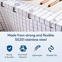 Vista 4 de 6 clips de mantel de picnic para mesas al aire libre, clip de mantel de acero inoxidable, se adapta a mesas de 1.9 pulgadas de grosor, abrazaderas