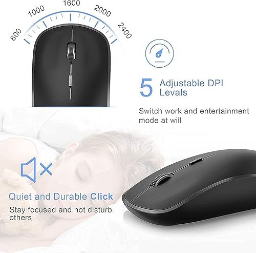 Miniatura 4 de JOYACCESS Teclado y ratón inalámbricos, teclado y mouse inalámbricos ergonómicos y delgados de 2.4G diseñados para Windows, PC, portátil, tableta -
