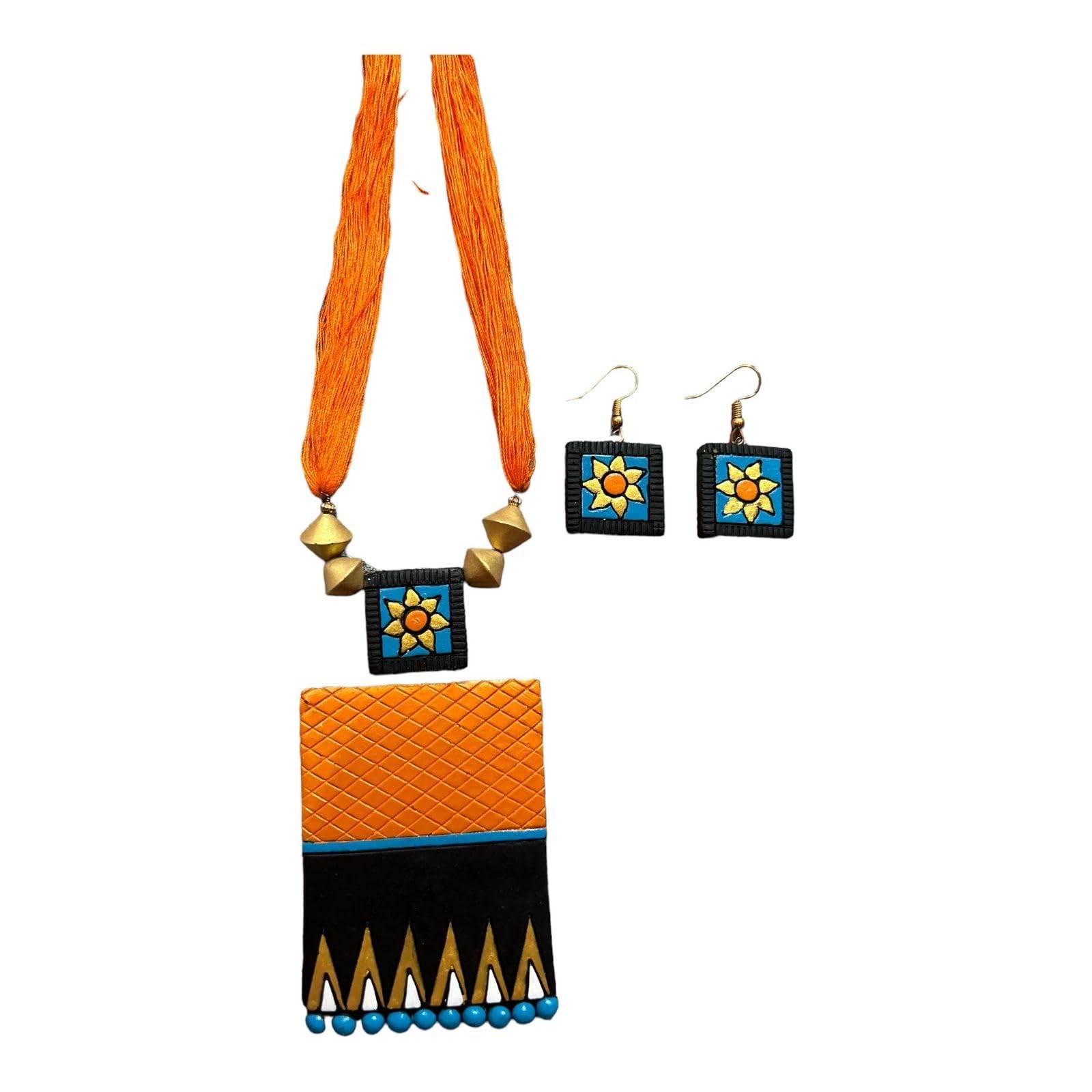 Le bijouxistic Terracotta Jewellery Set for Girls Women | Necklace Earring Set For Girls Women Teenage Girls in abstract design | Unique Orange Blue Terracotta Jewellery Necklace Earring Set (B0D7S9SZ76) Amazon Price History, Amazon Price Tracker