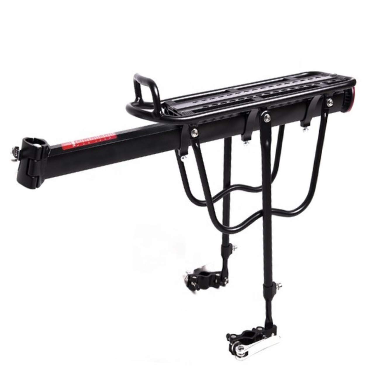 FCCRACING Aluminum Bicycle Rear Rack - Quick Release Adjustable Luggage Carrier with Safety Reflector | Fits Mountain, Road, Electric Bikes, Black Pannier Rack 4