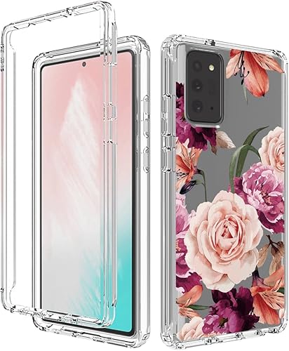 Miniatura 6 de Bohefo Funda para Galaxy Note 20 5G SM-N981U con protector de pantalla de vidrio templado, cuerpo completo, diseño floral, a prueba de golpes, funda