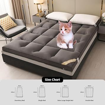 Japanese Floor Mattress, Universal Futon Mattress, Breathable, Thick, Roll-Up, Portable, Foldable for Guest Beds and Camping,Red,10x150x200cm(59x79in)
