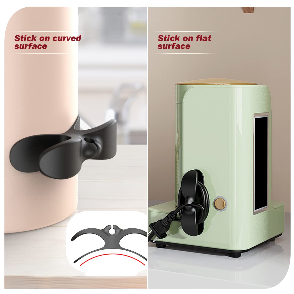 4 Pack Cord Organizer for Appliances Cord Holder Cord Wrap Cable Organizer Stick On Flat or Round Surface for Small Kitchen Appliances Blenders - Image 3