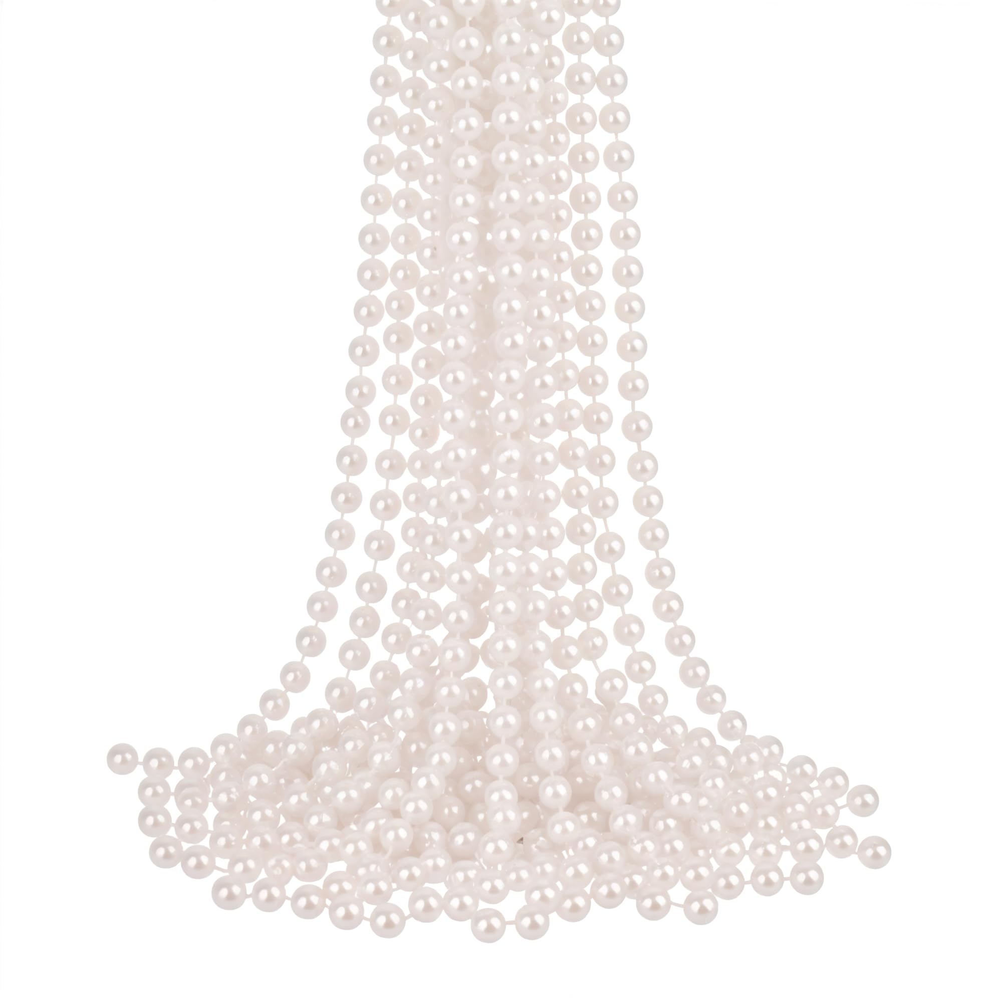 Trimming Shop 9M Metallic Christmas Bead Chain - 7.5mm White Shiny Pearl Garland for Xmas Tree Hanging Decorations, DIY Crafts, Jewellery Making & Festive Decor, 1pc