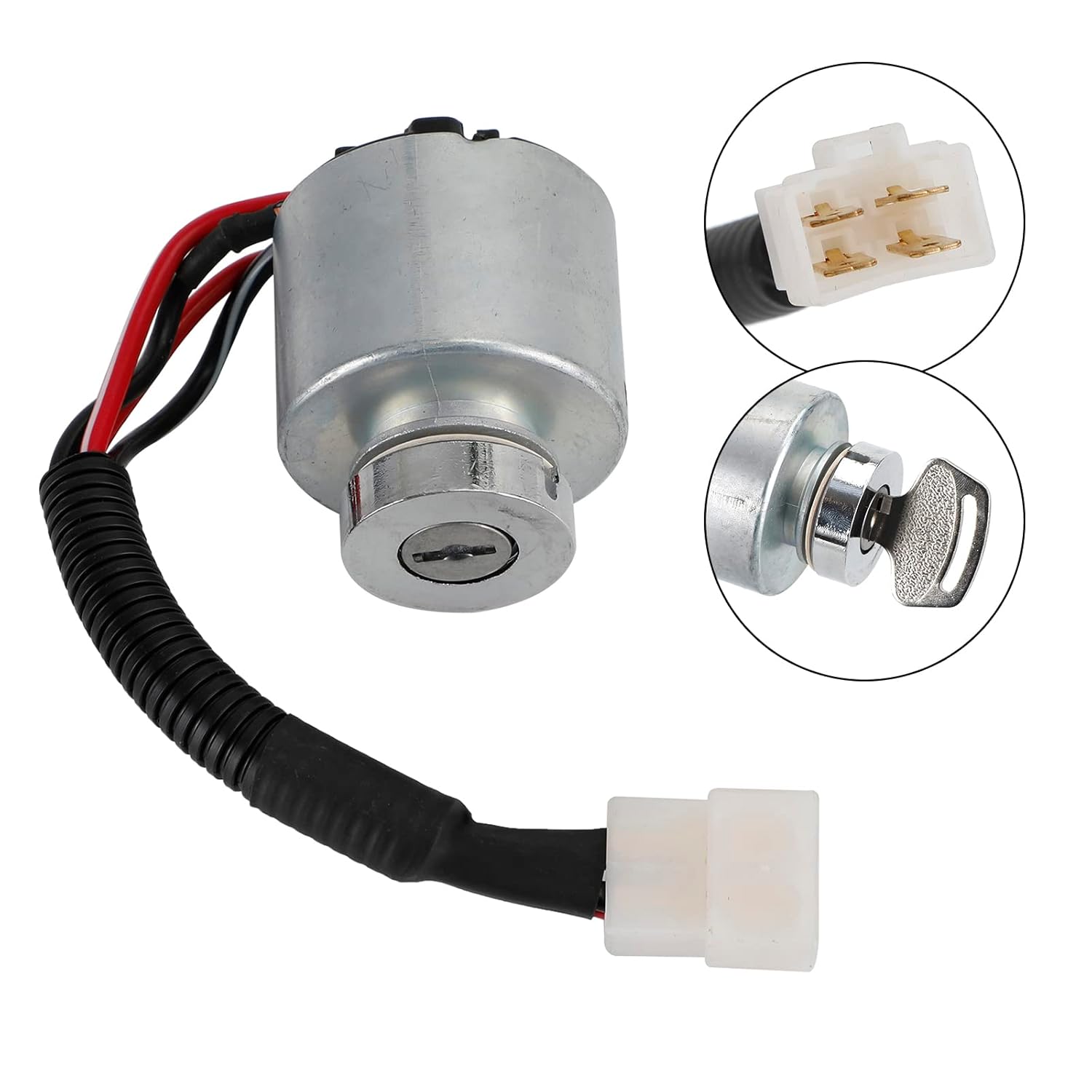 Ignition Switch W/2Keys Fit for Kubota B1550E B1550D B1550HST B1750D B1750E B1750HST B2150D B2150E B2150HSD B2150HSE,Lawn Tractor T Series T1600H,Tractor L Series ST STV32 STV36 STV40