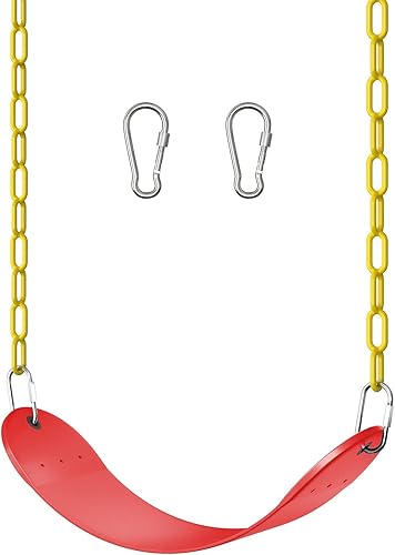 AGPTEK - Juego de columpios de plástico suave EVA, con cadenas resistentes al óxido de 66 pulgadas, color rojo