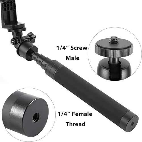 Miniatura 4 de Homeet Cabeza de trípode extensible de 28 pulgadas para cámara de acción, monopie telescópico con adaptador de 14 pulgadas para DJI OSMO, AKASO,