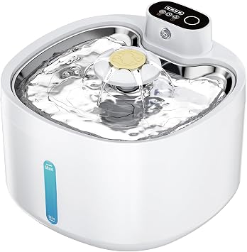 Katzenbrunnen, 2.6L Trinkbrunnen für Katze mit 4 Filter, Leise Katzenbrunnen Kabellos mit Bewegungsmelder, 4000mAh Batteriebetrieben Katzentrinkbrunnen, Tablett aus Edelstahl für Katze - BPA-Frei