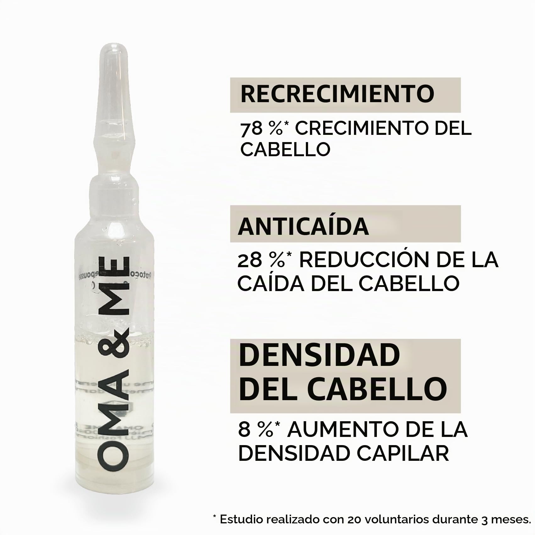 OMA & ME Protocolo de Crecimiento de Cabello 3 en 1 - Suero Tratamiento para el Crecimiento - Crecimiento y Reducción de la Caída - 12 Ampollas de 6ml (Tratamiento de 1 mes)