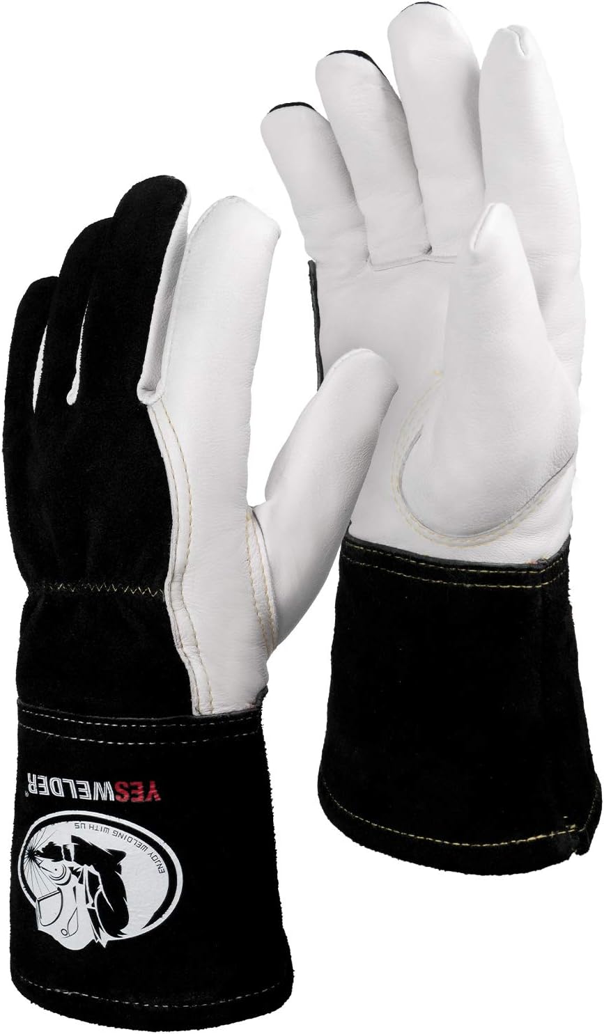 YESWELDER Premium Goatskin TIG Welding Gloves | Top Grain Leather | High Dexterity |True - Fit-M : Everything Else
