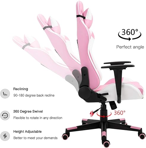 Miniatura 74 de Modern-Depo Black Virgo Zodiac - Silla de juegos con diseño ergonómico, giratorio y reclinable ajustable, capacidad de carga de 330 libras Virgo
