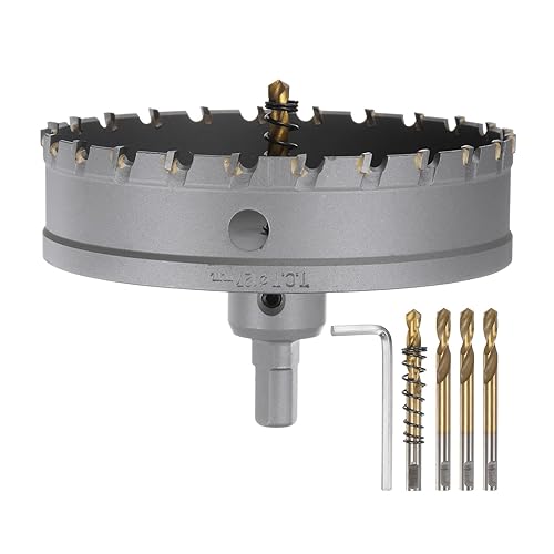 Miniatura 42 de HARFINGTON Kit de sierra de agujero de carburo de 1.890 in (1-57/64 pulgadas), juego de cortador de agujeros de metal con 5 piezas de brocas