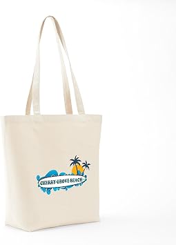 CafePress Cherry Grove SC Surf Design Tote Bag Reusable Natural Beige Canvas Shopping Bag