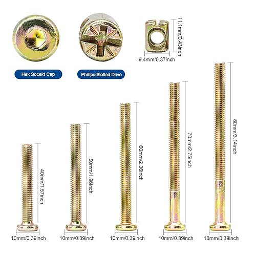 Miniatura 8 de Juego de tornillos de repuesto para cuna, tornillos de cuna Delta, tornillos hexagonales, tuercas de barril, kit de repuesto para cama de bebé,