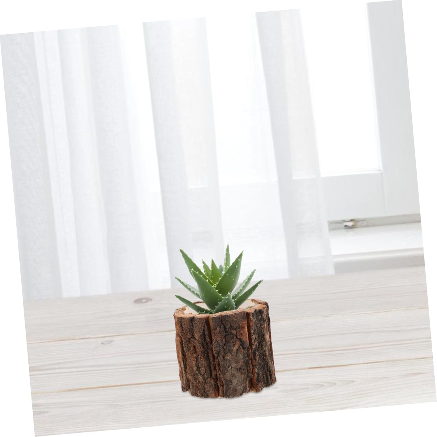 4Pcs Rustic Bark Flower Pot Wooden Planters for Indoor Home Decor Small Plant Holders for Weddings Garden and Indoor Spaces