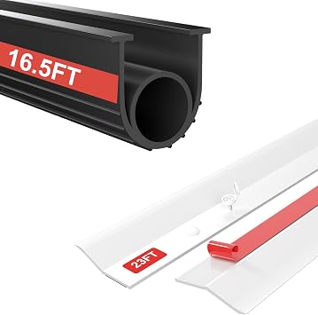 16.5FT & 23FT Garage Door Seal Kit - Bottom, Top and Sides Weather Stripping Replacement to Block Rodents Drafts Rain Dust | Easy DIY Installation for Home & Commercial