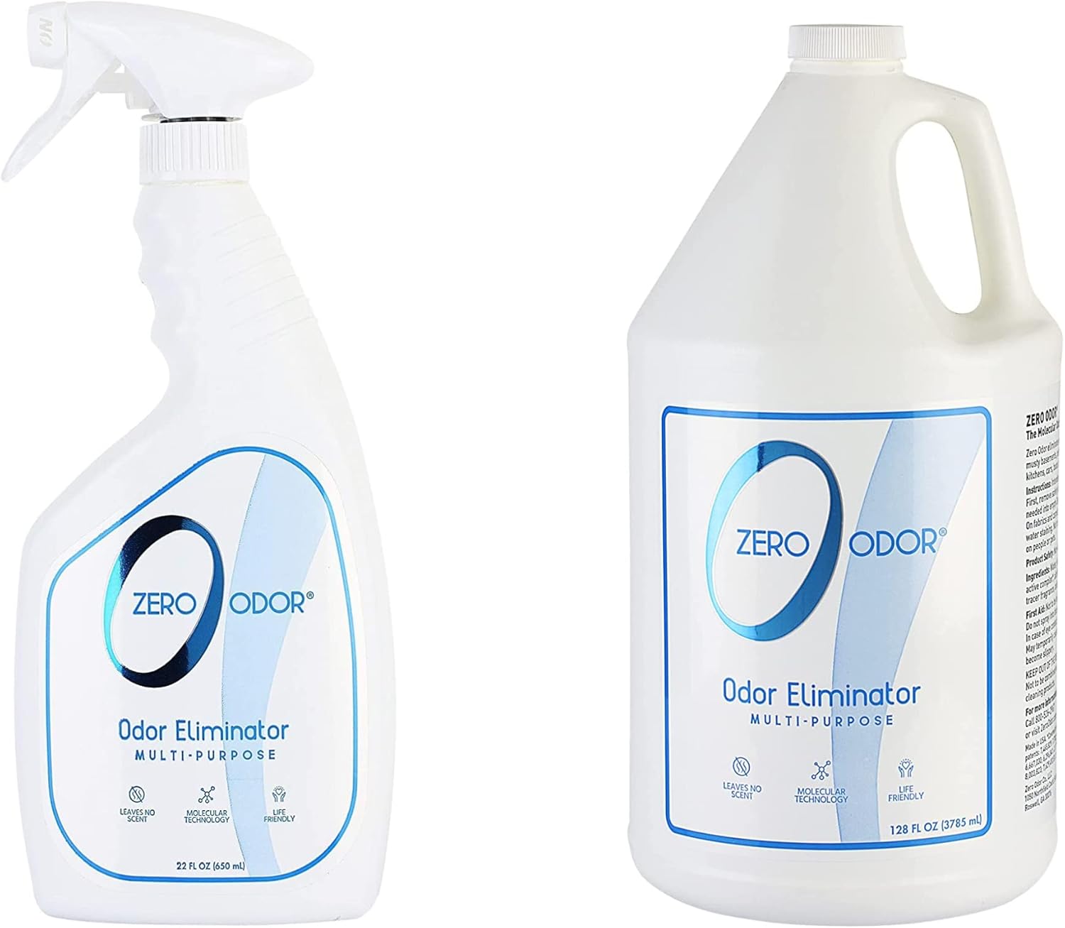 Zero Odor – Multi-Purpose Odor Eliminator 128 Oz - Patented Technology for Bathroom, Kitchen, Fabric, Closet- Smell Great Again, 16oz