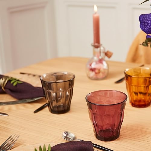 Vista 22 de Duralex Made in France Picardie - Juego de 6 vasos de vidrio, 10-3/8 onzas, ámbar Transparente,Gris/Gris,Sapphire Blue,Ámbar,Frosted