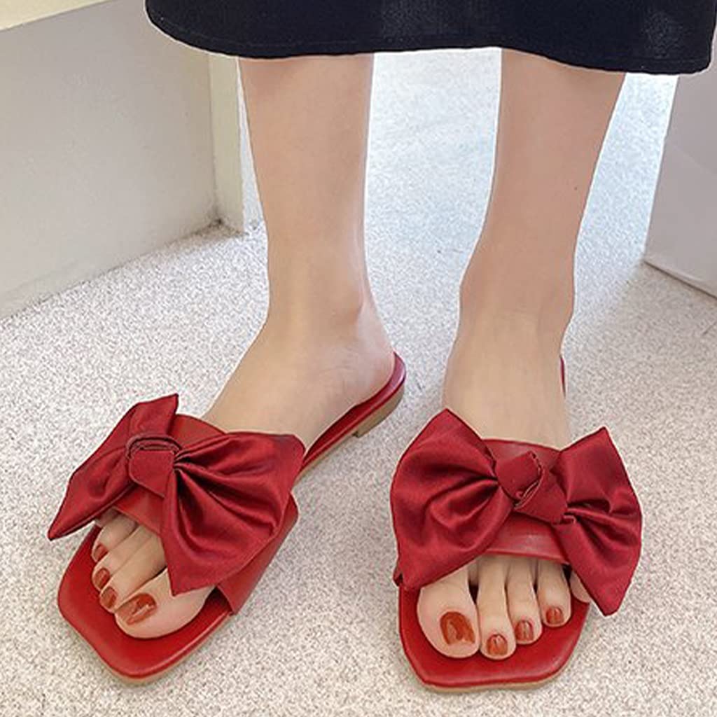 MTFBQ Bow Flat Sandals, Slippers Women Summer Outdoor Cute, Summer Slippers  For Women Outdoor Fashion, Flat Slippers Open Toe Slip On Low Heel Summer  ...