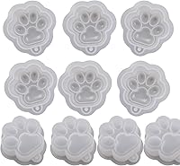 QTTLLI 10pcs Cat Paw Silicone Epoxy Resin Molds for DIY Keychain Pendants - Includes 50 Gold & Silver Rings, 1.5"