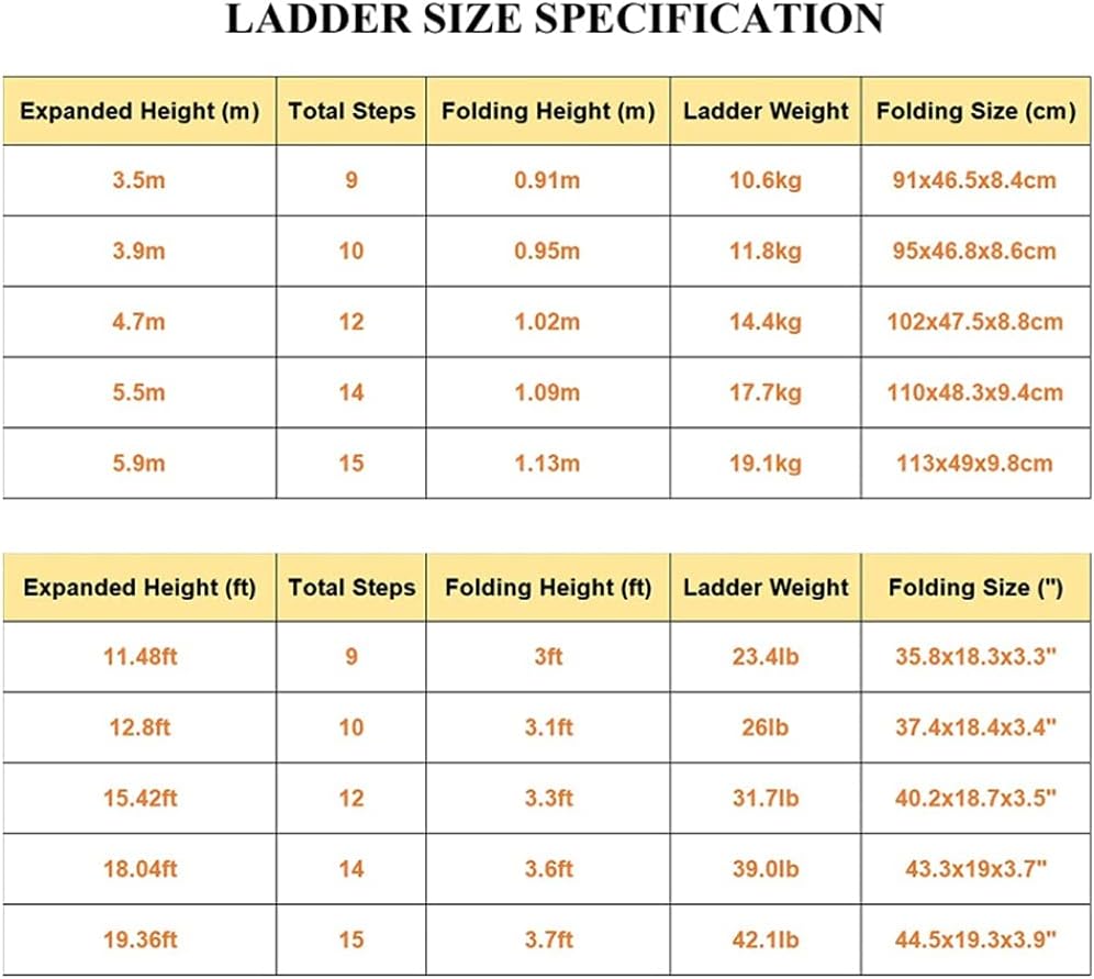 Telescoping Extension Ladder,Telescoping Ladder Telescopic Ladder DIY Aluminum Alloy Portable Folding Step Extendable Extension Straight Ladders Load Capacity 330lbs Comfortable