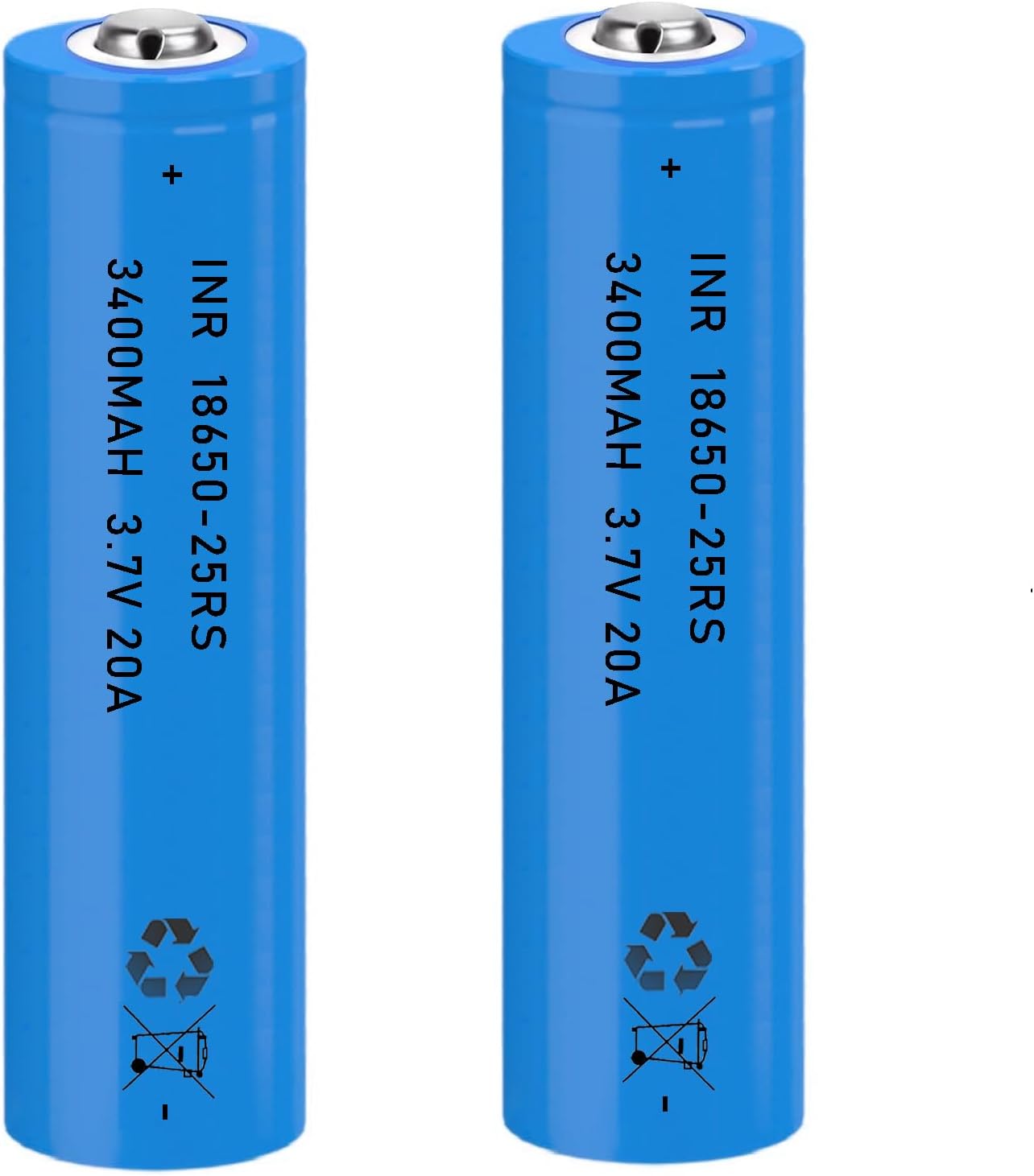 18650 Battery 3.7 Volt 2 Packs 18650 Button Top Battery 3400mAh 18650 Rechargeable Batteries 18650 for Flashlights, Headlamps, Doorbells, RC Cars