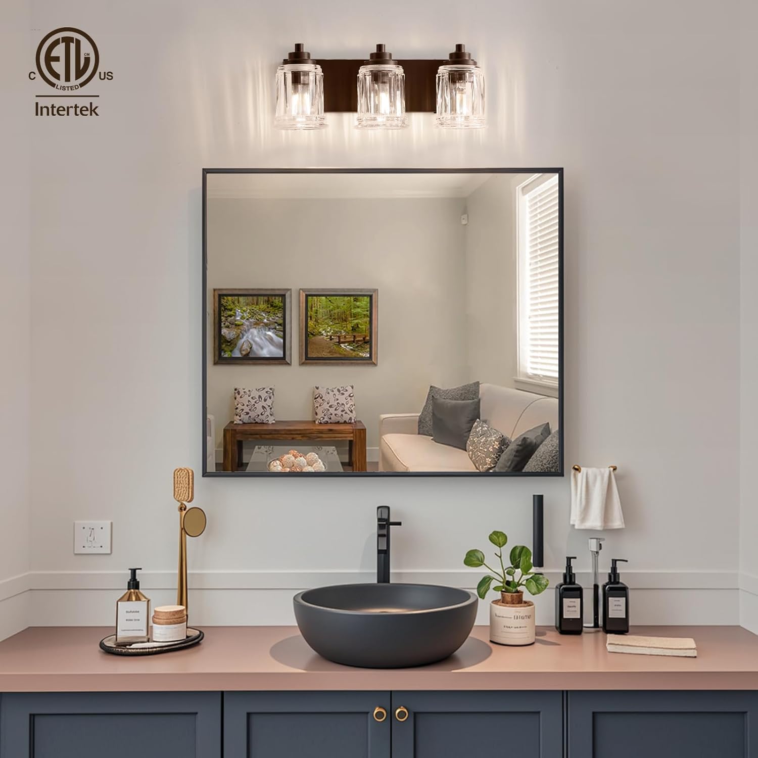 Oil Rubbed Bronze Vanity Light for Bathroom Light Fixtures Over Mirror 3 Light Bathroom Vanity Light Vintage Rustic Farmhouse Lighting Bulb lamp Modern Above Sink wall Sconce