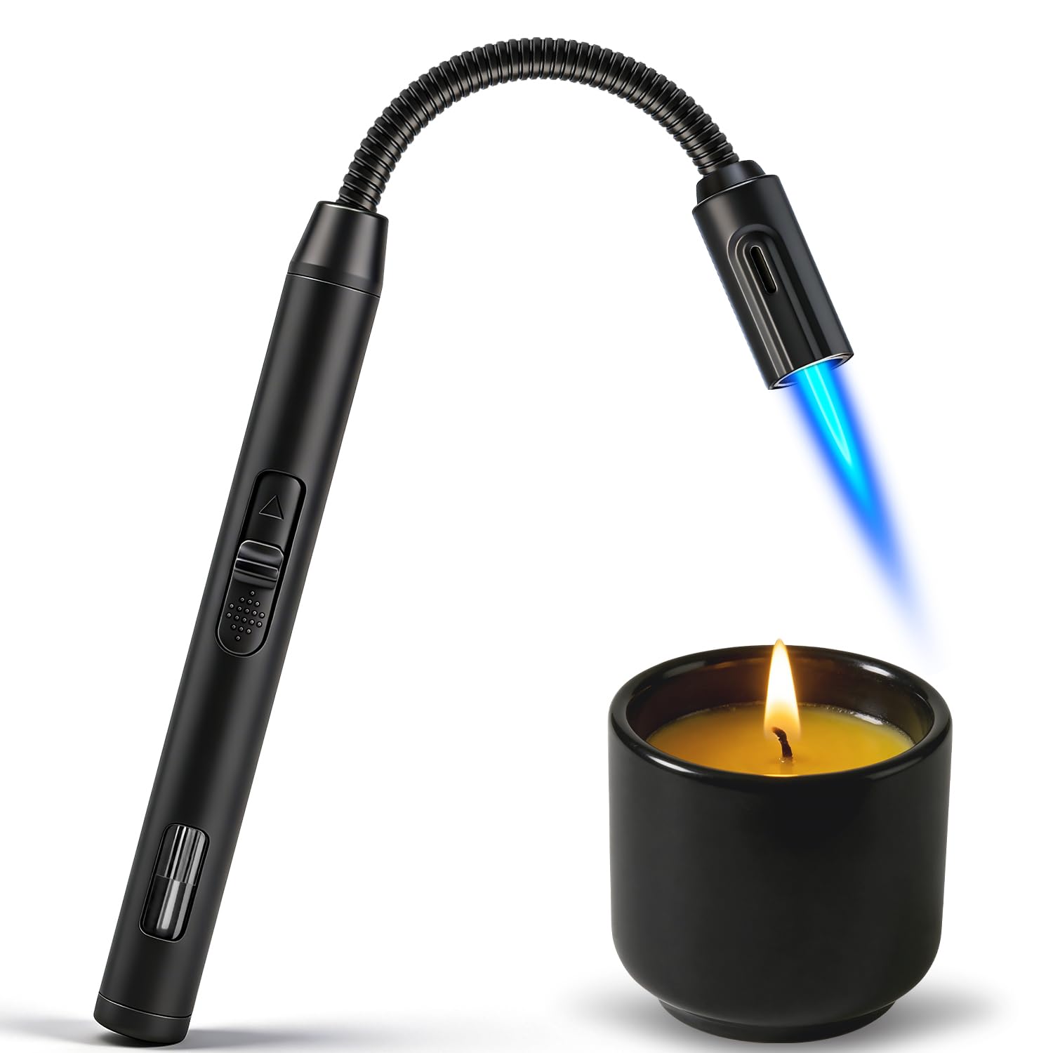 Photo 1 of LcFun Torch Lighter Refillable Butane Lighters Long Stem with Flexible Neck and Visible Fuel Tank, Windproof Jet Flame Long Matches for Candles Grill Fireplace Kitchen Camping (Butane Not Included)