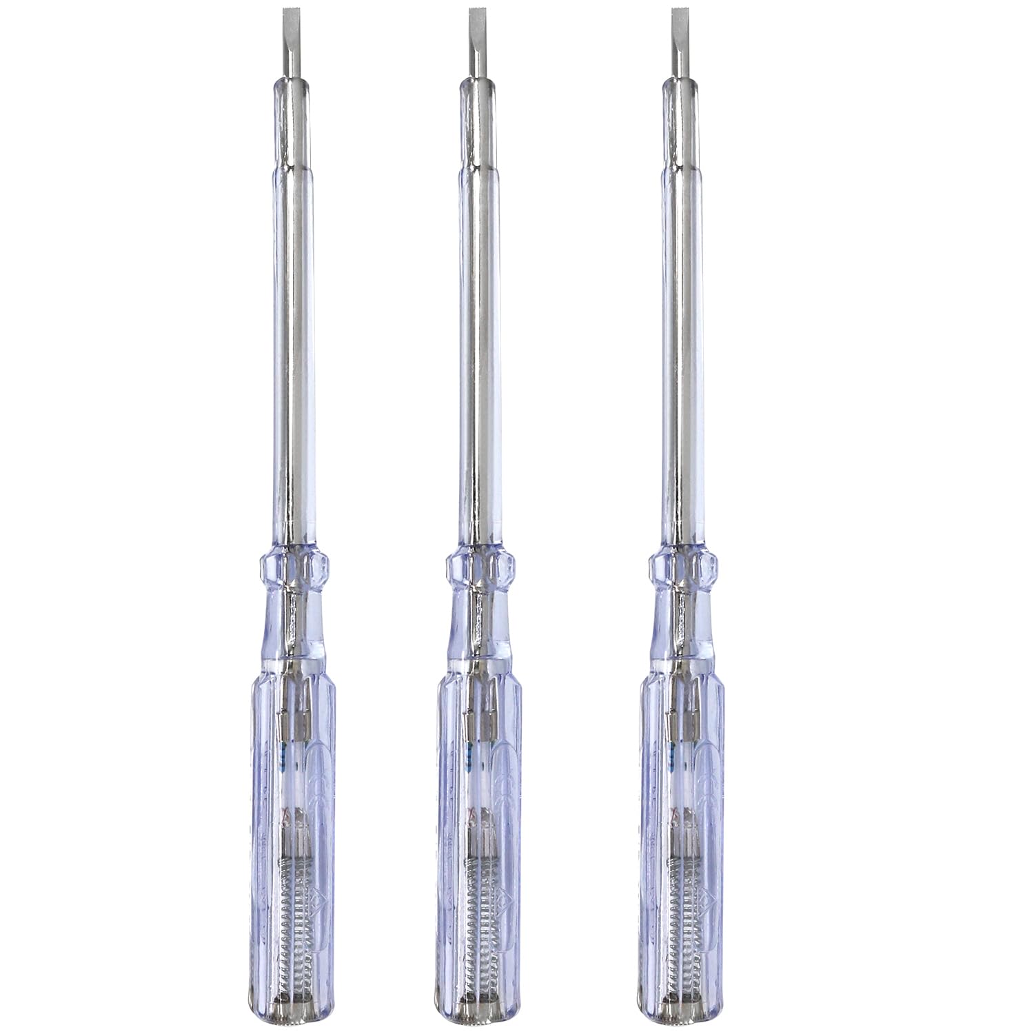Com-Four 3 Pieces - Voltage Tester 19Cm Com-Four® 3X Vde Voltage Tester - Slotted Phase Tester With Screwdriver - Current Tester Multitool - 19 Cm (3 Pieces - Voltage Tester 19Cm)
