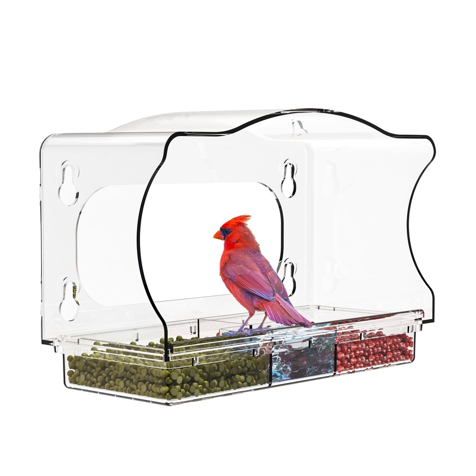 Window Bird Feeder, with Easy Refill Design, 25x11x16.7cm, Outdoor Bird House, Hanging Pet Feeder, Easy to Install, for Indoor Outdoor Home Garden Patio Watching Backyard